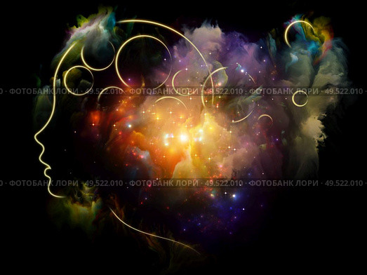 Colorful Dreams . Inner Nature series. Design composed of child’s mind illustration fused with fractal paint as a metaphor for art, creativity, poetry and spiritual life. Стоковое фото, агентство Ingram Publishing / Фотобанк Лори