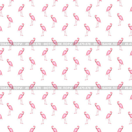 Colorful pink flamingo isolated on white background. Seamless pattern. Vector Illustration. EPS10. Colorful pink flamingo isolated on white background. Seamless pa. Стоковая иллюстрация, агентство Ingram Publishing / Фотобанк Лори