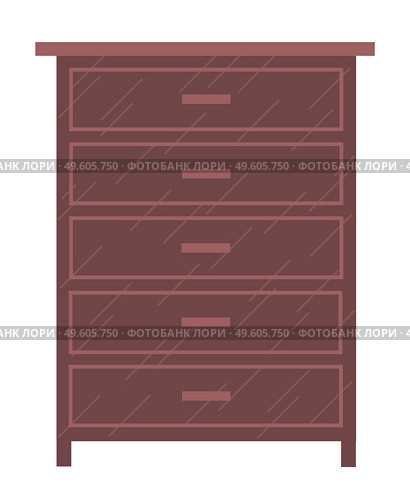 Commode, wooden chest of drawers icon with closed drawers and handles, storage place, bureau or night table, furniture for interior design of home or office, dresser, cupboard, house decor item. Commode, wooden chest of drawers icon with closed drawers and handles, storage place, bureau. Стоковая иллюстрация, агентство Ingram Publishing / Фотобанк Лори
