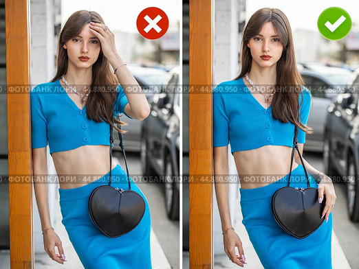 Common mistakes in female posing and how to avoid them. Photo poses. Стоковое фото, фотограф Андрей Аркуша / Фотобанк Лори