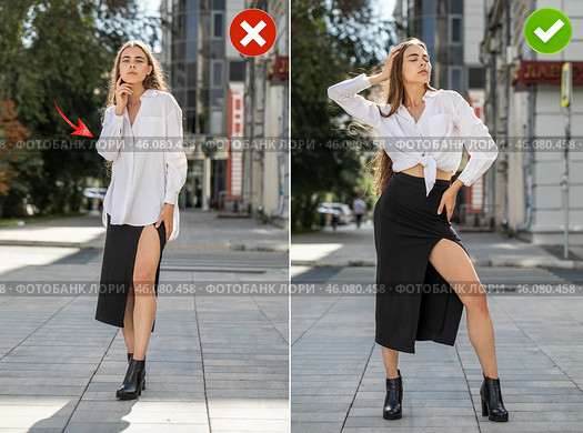 Common mistakes in female posing and how to avoid them. Photo poses. Стоковое фото, фотограф Андрей Аркуша / Фотобанк Лори