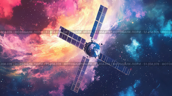 communication layering tech satellite ai generated. Стоковое AI-изображение, AI-художник Vectorwin / Фотобанк Лори