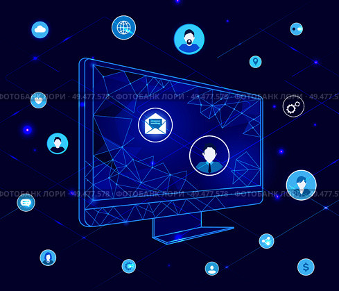 Compute with geometric shapes and icons vector. Profile of people, wifi connection sign, cogwheel gear and dollar coin currency. Message and papers. Compute with Geometric Shapes and Icons Vector. Стоковая иллюстрация, агентство Ingram Publishing / Фотобанк Лори