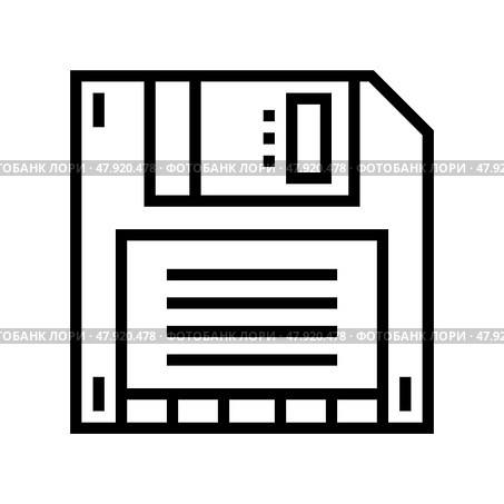 computer diskette line icon vector illustration sign. Стоковая иллюстрация, иллюстратор Vectorwin / Фотобанк Лори