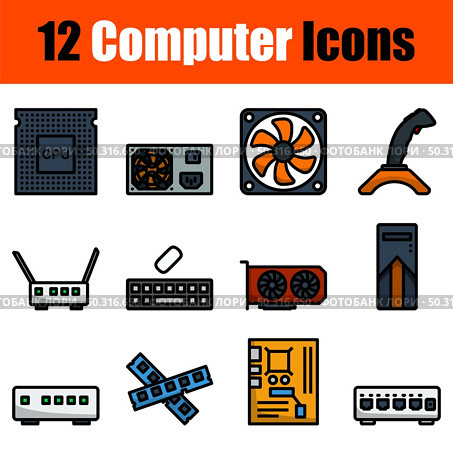 Computer Icon Set. Editable Bold Outline With Color Fill Design. Vector Illustration. Стоковая иллюстрация, агентство Ingram Publishing / Фотобанк Лори