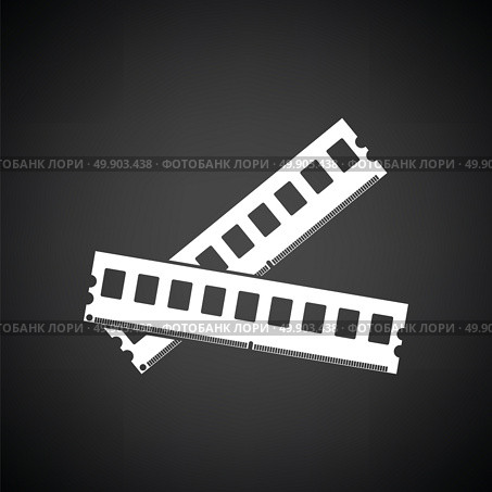 Computer memory icon. Black background with white. Vector illustration. Стоковая иллюстрация, агентство Ingram Publishing / Фотобанк Лори