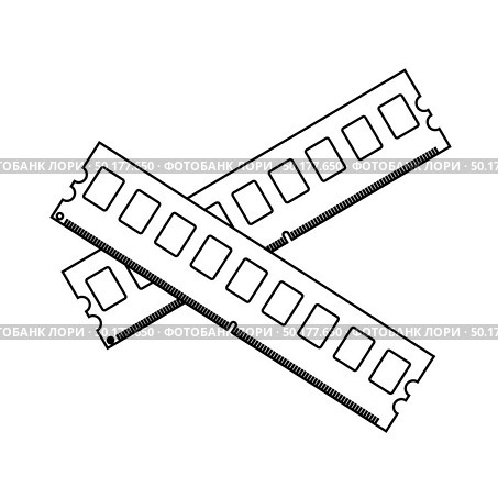 Computer Memory Icon. Outline Simple Design With Editable Stroke. Vector Illustration. Стоковая иллюстрация, агентство Ingram Publishing / Фотобанк Лори