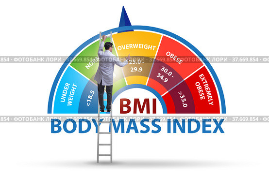 Concept of BMI - body mass index with nutritionist. Стоковое фото, фотограф Elnur / Фотобанк Лори
