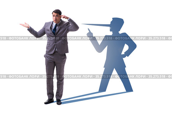 Concept of businessman liar with his shadow. Стоковое фото, фотограф Elnur / Фотобанк Лори