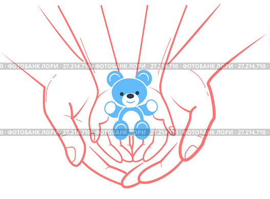 concept of child protection toy bear. Стоковая иллюстрация, иллюстратор Седых Алена / Фотобанк Лори