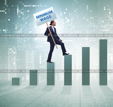 Concept of minimum wage with businessman. Стоковое фото, фотограф Elnur / Фотобанк Лори