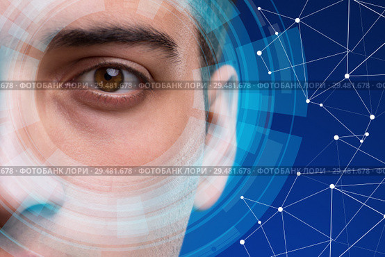 Concept of sensor implanted into human eye. Стоковое фото, фотограф Elnur / Фотобанк Лори