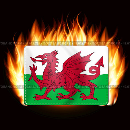 Concept Wales flag on fire background. Country emblem. Vector Illustration. EPS10. Concept Wales flag on fire background. Country emblem. Vector Illustration. Стоковая иллюстрация, агентство Ingram Publishing / Фотобанк Лори