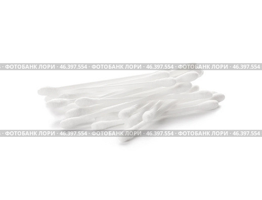 Cotton swabs on white background. Стоковое фото, фотограф Pixel_shot / Фотобанк Лори