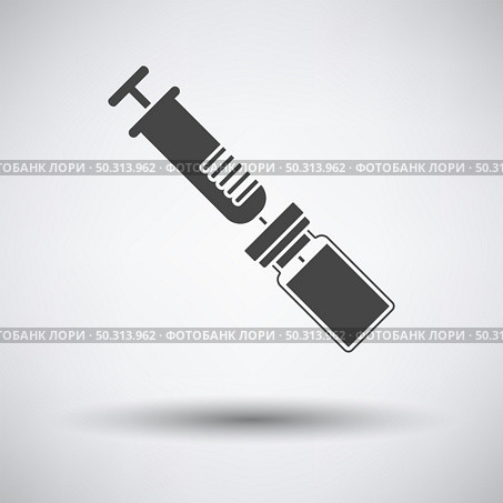 Covid Vaccine Icon. Dark Gray on Gray Background With Round Shadow. Vector Illustration. Стоковая иллюстрация, агентство Ingram Publishing / Фотобанк Лори
