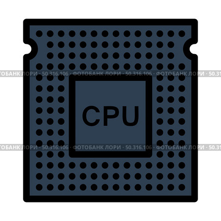 CPU Icon. Editable Bold Outline With Color Fill Design. Vector Illustration. Стоковая иллюстрация, агентство Ingram Publishing / Фотобанк Лори