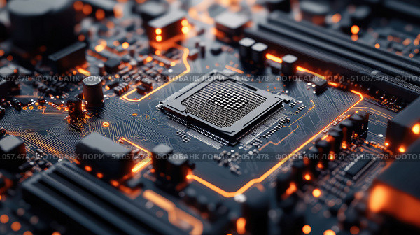 cpu zooming motherboard ai generated. Стоковое AI-изображение, AI-художник Vectorwin / Фотобанк Лори