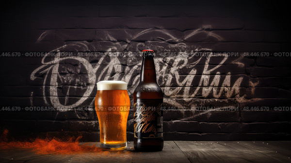 craft beer on black ai generated. Стоковое AI-изображение, AI-художник Vectorwin / Фотобанк Лори