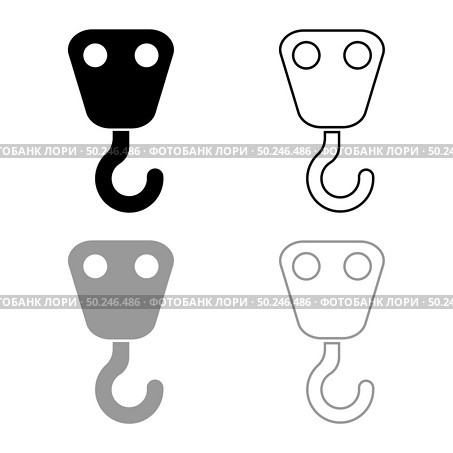 Crane hook for lift load Industrial using Freight concept icon outline set black grey color vector illustration flat style simple image. Crane hook for lift load Industrial using Freight concept icon outline set black grey color vector illustration flat style image. Стоковая иллюстрация, агентство Ingram Publishing / Фотобанк Лори