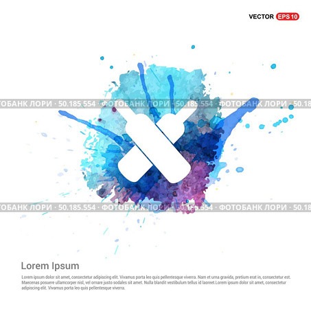 Cricket Bat Icon - Watercolor Background. Стоковая иллюстрация, агентство Ingram Publishing / Фотобанк Лори