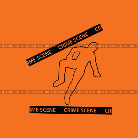 Crime scene icon. Orange background with black. Vector illustration. Стоковая иллюстрация, агентство Ingram Publishing / Фотобанк Лори