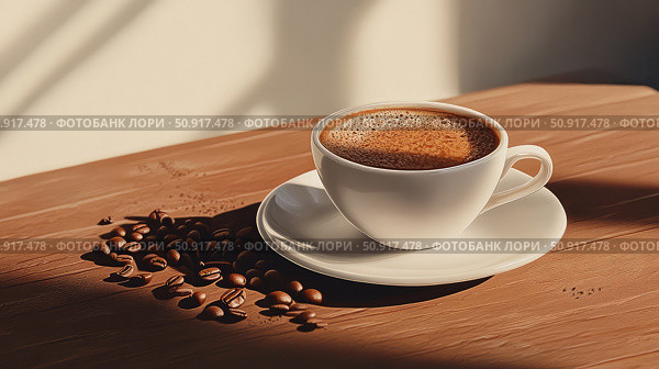 croissant coffee and croasand ai generated. Стоковое AI-изображение, AI-художник Vectorwin / Фотобанк Лори