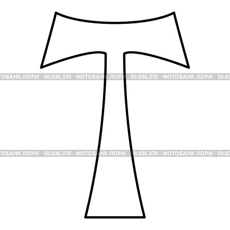 Cross monogram T Symbol Saint Anthony Apostle sign Religious cross icon black color outline vector illustration flat style simple image. Cross monogram T Symbol Saint Anthony Apostle sign Religious cross icon black color outline vector illustration flat style image. Стоковая иллюстрация, агентство Ingram Publishing / Фотобанк Лори
