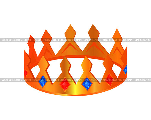 Crown with jewelry poster, symbol of royalty and power, crown with gemstones, treasure of monarchs vector illustration isolated on white background. Crown with Jewelry Poster Vector Illustration. Стоковая иллюстрация, агентство Ingram Publishing / Фотобанк Лори