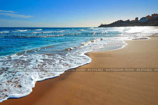 Cullera Dosel beach Mediterranean sea in Valencia of Spain. Стоковое фото, агентство Ingram Publishing / Фотобанк Лори