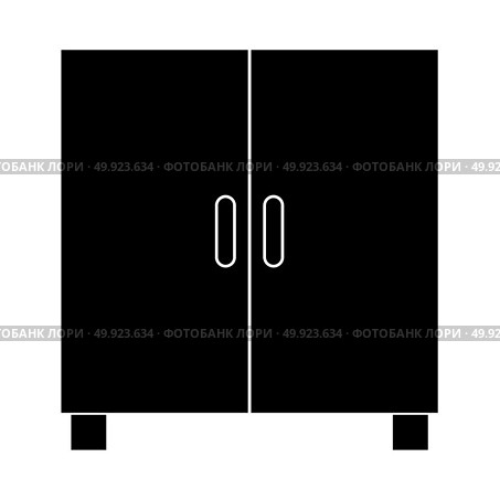 Cupboard or cabinet black icon . Стоковая иллюстрация, агентство Ingram Publishing / Фотобанк Лори