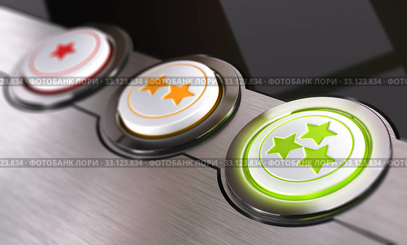 Customer Feedback, Worn Rating Button. Стоковое фото, фотограф Olivier Le Moal / PantherMedia / Фотобанк Лори
