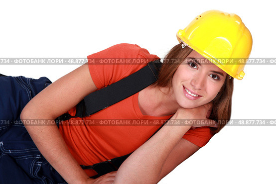 Cute female laborer. Стоковое фото, агентство Ingram Publishing / Фотобанк Лори