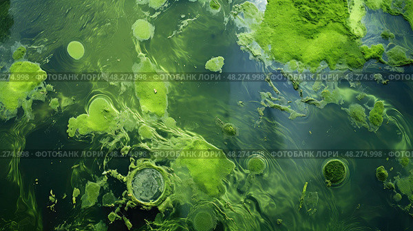 cyanobacteria blue green algae ai generated. Стоковое AI-изображение, AI-художник Vectorwin / Фотобанк Лори