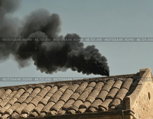 Dark smoke fills the sky above the Vatican, indicating the selection of a new pope. Crowds gather in hope and prayer, awaiting news of the next spiritual leader Generative AI. Стоковое AI-изображение, AI-художник Юлия Петровская / Фотобанк Лори