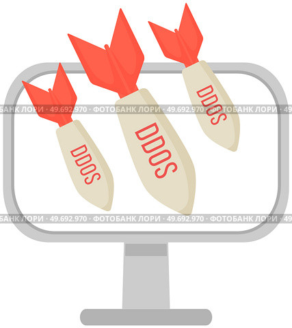 DDoS attack vector icon design, Cloud computing and web hosting services concept. Application and machine hacking attempt. Victim computer monitor has distributed denial of service ddos bomb attack. DDoS attack vector icon. Victim computer monitor has distributed denial of service ddos bomb attack. Стоковая иллюстрация, агентство Ingram Publishing / Фотобанк Лори