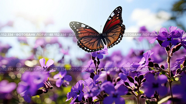 delicate butterflies purple ai generated. Стоковое AI-изображение, AI-художник Vectorwin / Фотобанк Лори