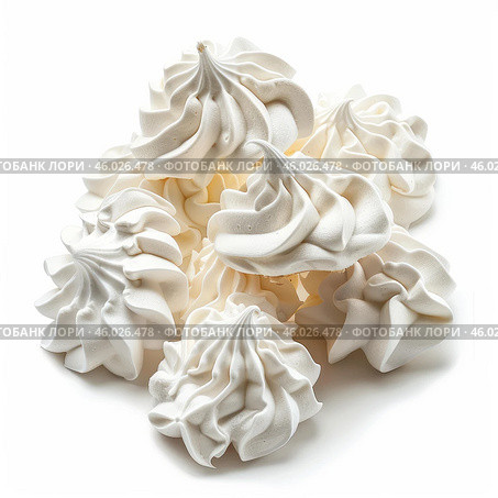 Delicious french meringues creating a sweet culinary masterpiece. Стоковое AI-изображение, AI-художник Иван Рябоконь / Фотобанк Лори
