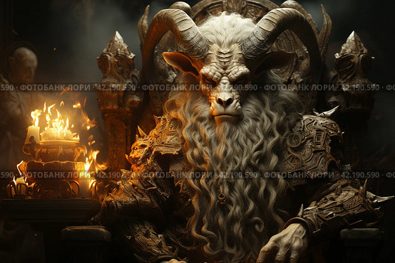 Demon with goat horns,Generative AI. Стоковое AI-изображение, AI-художник Анна Кривицкая / Фотобанк Лори