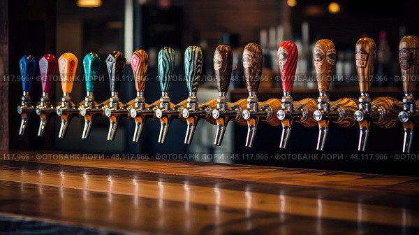 design craft beer taps. Стоковое AI-изображение, AI-художник Vectorwin / Фотобанк Лори