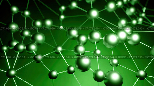 Design.A bright interesting animation on which a grid is created as if made of atoms and it is interconnected and it fluctuates a little. Стоковая иллюстрация, иллюстратор David Kashakhi / Фотобанк Лори