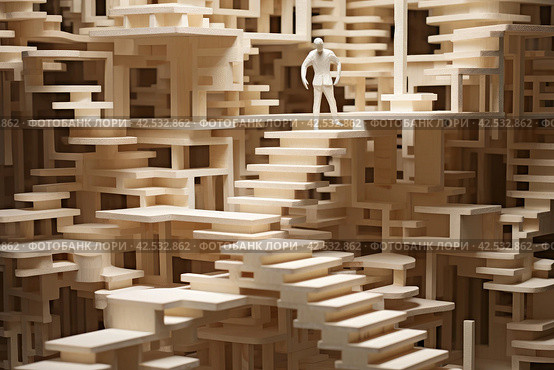 Determined Man stuck in the middle of maze. Generate ai. Стоковое AI-изображение, AI-художник Иван Рябоконь / Фотобанк Лори