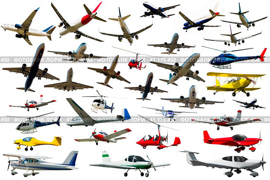 Different airplanes isolated on white. Стоковое фото, фотограф Яков Филимонов / Фотобанк Лори