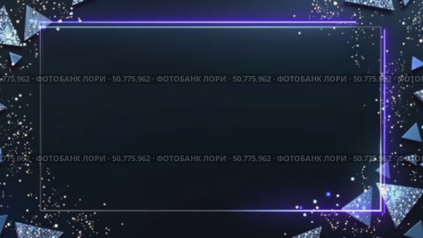 Digital neon frame glowing on a dark background with abstract triangles and particle glitter for creative design footage. Стоковое AI-видео, аниматор Анжелика Самсонова / Фотобанк Лори