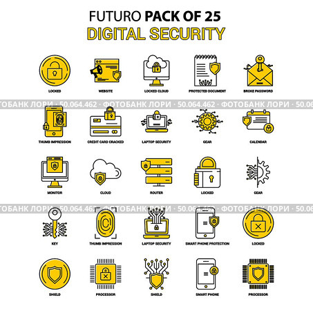 Digital Security Icon Set. Yellow Futuro Latest Design icon Pack. Стоковая иллюстрация, агентство Ingram Publishing / Фотобанк Лори