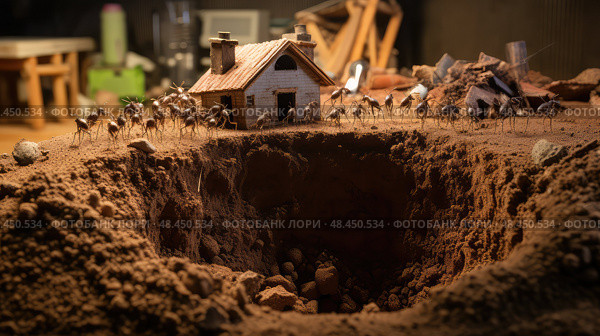dirt ants house ai generated. Стоковое AI-изображение, AI-художник Vectorwin / Фотобанк Лори