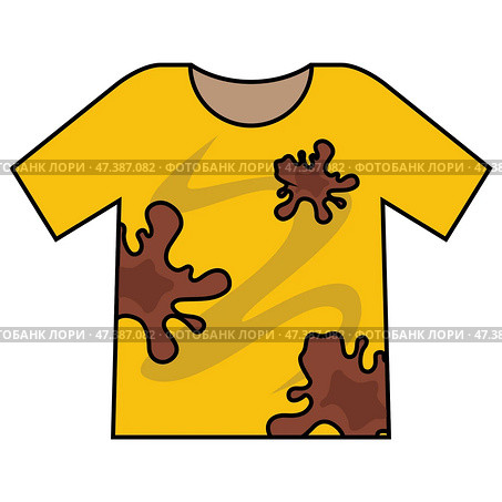 Dirty men t-shirt with food stain. sweat stains on clothes. Стоковая иллюстрация, иллюстратор Вячеслав Беспутин / Фотобанк Лори