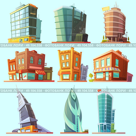 Distinctive  modern and  old  buildings icons set . Historical and modern world most visited famous distinctive buildings icons set for tourists cartoon isolated vector illustration. Стоковая иллюстрация, агентство Ingram Publishing / Фотобанк Лори