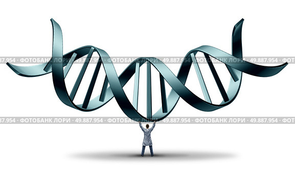 DNA doctor geneticist holding up a double helix as a medical science symbol for the profession of genetic engineering scientist on a white background. Стоковое фото, агентство Ingram Publishing / Фотобанк Лори