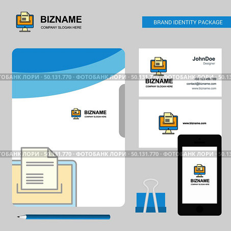 Document downloading  Business Logo, File Cover Visiting Card and Mobile App Design. Vector Illustration. Стоковая иллюстрация, агентство Ingram Publishing / Фотобанк Лори