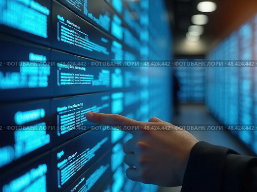 Document Management System (DMS), software to store, organize, track, and manage digital documents. Centralized repository for efficient creation, storage, retrieval, and distribution. Стоковое AI-изображение, AI-художник Sergey Grishin / Фотобанк Лори